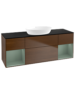 Villeroy und Boch Finion Villeroy und Boch Finion GD02GMGN 120cm, cover plate black matt, Emotion, shelves olive matt lacquer, walnut veneer