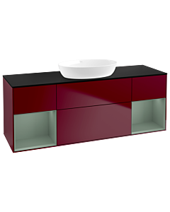 Villeroy und Boch Finion Waschtischunterschrank GD02GMHB 120cm, Abdeckplatte black matt, Emotion, Regale Olive matt lacquer, Peony Matt