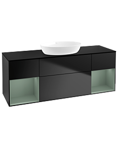Villeroy und Boch Finion Villeroy und Boch Finion GD02GMPD 120cm, cover plate black matt, Emotion, shelves olive matt lacquer, black matt lacquer