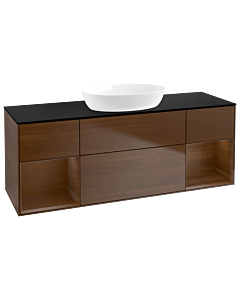 Villeroy und Boch Finion GD02GNGN 120cm, plaque de recouvrement noir mat, emotion, étagères Walnut Veneer , placage Walnut Veneer