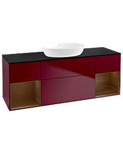 Villeroy und Boch Finion Waschtischunterschrank GD02GNHB 120cm, Abdeckplatte black matt, Emotion, Regale Walnut Veneer, Peony Matt