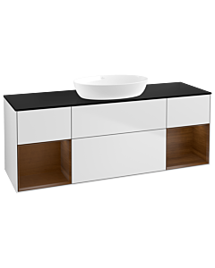 Villeroy und Boch Finion Villeroy und Boch Finion GD02GNMT 120cm, cover plate black matt, Emotion, shelves Walnut Veneer , white matt lacquer