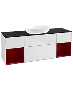 Villeroy und Boch Finion Waschtischunterschrank GD02HBMT 120cm, Abdeckplatte black matt, Emotion, Regale Peony matt lacquer, White matt lacquer