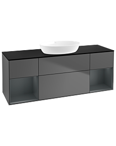 Villeroy und Boch Finion Waschtischunterschrank GD02HGGK 120cm, Abdeckplatte black matt, Emotion, Regale Midnight matt lacquer, Anthracite matt