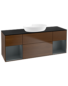 Villeroy und Boch Finion Villeroy und Boch Finion GD02HGGN 120cm, cover plate black matt, Emotion, shelves Midnight matt lacquer, walnut veneer