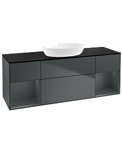 Villeroy und Boch Finion Villeroy und Boch GD02HGHG 120cm, plaque de recouvrement noir mat, Emotion, étagères Midnight laqué mat, Midnight Blue Matt Lacquer