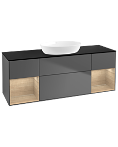 Villeroy und Boch Finion Villeroy und Boch GD02PCGK 120cm, plaque de recouvrement noir mat, emotion, étagères Oak Veneer , anthracite mat