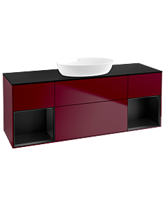 Villeroy und Boch Finion Villeroy und Boch GD02PDHB 120cm, plaque de recouvrement noire mate, Emotion, étagères Peony Matt noir mat, Peony Matt