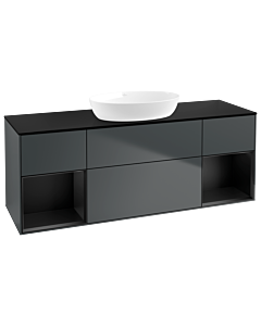 Villeroy und Boch Finion Waschtischunterschrank GD02PDHG 120cm, Abdeckplatte black matt, Emotion, Regale Black matt lacquer, Midnight Blue Matt Lacquer