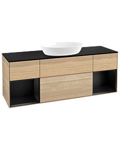 Villeroy und Boch Finion Villeroy und Boch Finion GD02PDPC 120cm, cover plate black matt, Emotion, shelves black matt lacquer, Oak Veneer