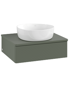 Villeroy &amp; Boch Antao vanity unit K07150HL 60x19x50cm, tap hole, washbasin top color: leaf green matt lacquer