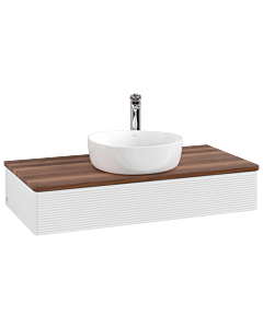 Villeroy &amp; Boch Antao vanity unit K09152GF 100x19x50cm, tap hole, washbasin top color warm walnut, glossy white lacquer