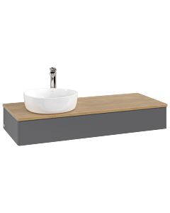 Villeroy und Boch Antao Waschtisch-Unterschrank K11051GK 120x19x50cm, Hahnloch, Waschbeckenplattenfarbe honey oak, anthracite matt lacquer