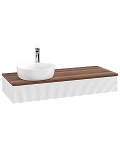 Villeroy &amp; Boch Antao vanity unit K11152GF 120x19x50cm, tap hole, washbasin top color warm walnut, glossy white lacquer