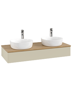 Villeroy &amp; Boch Antao vanity unit K13051HJ 120x19x50cm, tap hole, washbasin top color honey oak, silk grey matt lacquer