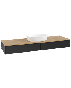 Villeroy &amp; Boch Antao vanity unit K14011PD 160x19x50cm, washbasin top color honey oak, black matt lacquer