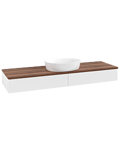 Villeroy &amp; Boch Antao vanity unit K14012MT 160x19x50cm, washbasin top color warm walnut, white matt lacquer