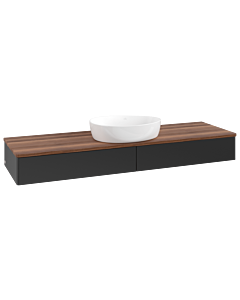 Villeroy &amp; Boch Antao vanity unit K14012PD 160x19x50cm, washbasin top color warm walnut, black matt lacquer