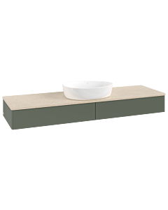 Villeroy &amp; Boch Antao vanity unit K14013HL 160x19x50cm, washbasin top color botticino, leaf green matt lacquer