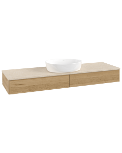 Villeroy &amp; Boch Antao vanity unit K14013HN 160x19x50cm, washbasin top color botticino, honey oak