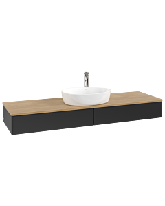 Villeroy und Boch Waschtisch-Unterschrank K14051PD 160x19x50cm, Hahnlochbohrung, Waschbeckenplattenfarbe honey oak, black matt lacquer