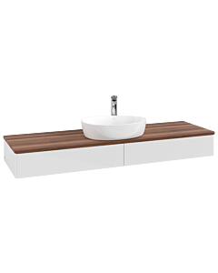 Villeroy und Boch Antao Waschtisch-Unterschrank K14052GF 160x19x50cm, Hahnlochbohrung, Waschbeckenplattenfarbe warm walnut, glossy white lacquer