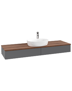 Villeroy &amp; Boch Antao vanity unit K14052GK 160x19x50cm, tap hole, washbasin top color warm walnut, anthracite matt lacquer