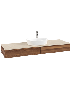 Villeroy &amp; Boch Antao vanity unit K14053HM 160x19x50cm, tap hole, washbasin top color botticino, warm walnut