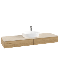 Villeroy &amp; Boch Antao vanity unit K14053HN 160x19x50cm, tap hole, washbasin top color botticino, honey oak