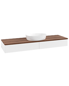 Villeroy &amp; Boch Antao vanity unit K14112MT 160x19x50cm, washbasin top color warm walnut, white matt lacquer