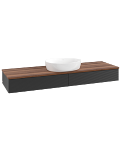 Villeroy &amp; Boch Antao vanity unit K14112PD 160x19x50cm, washbasin top color warm walnut, black matt lacquer