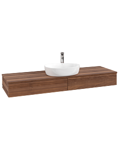 Meuble vasque Villeroy &amp; Boch Antao K14152HM 160 x 19 x 50 cm, percé pour robinetterie, plan vasque couleur noyer chaud, noyer chaud