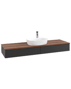 Meuble vasque Villeroy &amp; Boch Antao K14152PD 160 x 19 x 50 cm, percé pour robinetterie, plan vasque couleur noyer chaud, laque noire mate