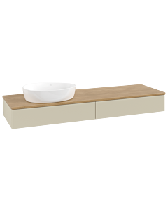 Meuble vasque Villeroy &amp; Boch Antao K15011HJ 160 x 19 x 50 cm, plan vasque couleur chêne miel, laque mate gris soie