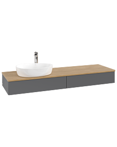 Villeroy und Boch Antao Waschtisch-Unterschrank K15051GK 160x19x50cm, Hahnlochbohrung, Waschbeckenplattenfarbe honey oak, anthracite matt lacquer