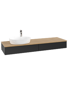 Villeroy und Boch Antao Waschtisch-Unterschrank K15051PD 160x19x50cm, Hahnlochbohrung, Waschbeckenplattenfarbe honey oak, black matt lacquer