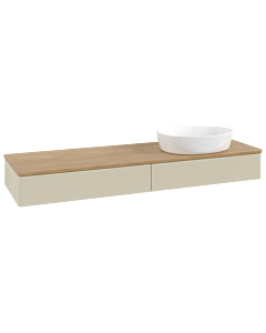 Meuble vasque Villeroy &amp; Boch Antao K16011HJ 160 x 19 x 50 cm, plan vasque couleur chêne miel, laque mate gris soie