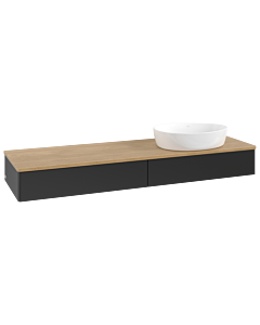 Meuble vasque Villeroy &amp; Boch Antao K16011PD 160 x 19 x 50 cm, plan vasque couleur chêne miel, laque noire mate