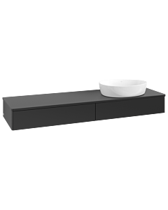 Villeroy &amp; Boch Antao vanity unit K16050PD 160x19x50cm, tap hole, washbasin top color lacquer, black matt lacquer