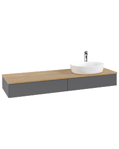 Villeroy &amp; Boch Antao vanity unit K16051GK 160x19x50cm, tap hole, washbasin top color honey oak, anthracite matt lacquer