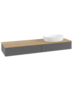 Meuble vasque Villeroy &amp; Boch Antao K16111GK 160 x 19 x 50 cm, plan vasque couleur chêne miel, laque anthracite mate