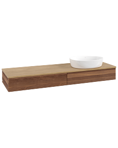 Meuble vasque Villeroy &amp; Boch Antao K16111HM 160 x 19 x 50 cm, plan vasque couleur chêne miel, noyer chaud