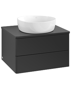 Meuble vasque Villeroy &amp; Boch Antao K18010PD 60 x 36 x 50 cm, couleur du plan vasque : laque noire mate
