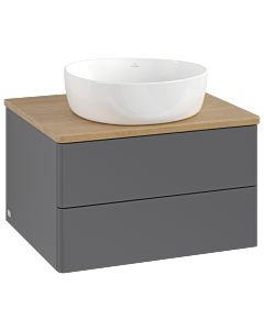 Meuble vasque Villeroy &amp; Boch Antao K18011GK 60 x 36 x 50 cm, plan vasque couleur chêne miel, laque anthracite mate