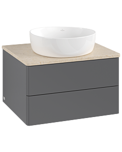 Villeroy &amp; Boch Antao vanity unit K18013GK 60x36x50cm, washbasin top color botticino, anthracite matt lacquer