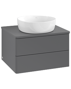 Villeroy und Boch Antao Waschtisch-Unterschrank K18050GK 60x36x50cm, Hahnloch, Waschbeckenplattenfarbe Lack, anthracite matt lacquer