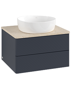 Villeroy &amp; Boch Antao vanity unit K18113HG 60x36x50cm, washbasin top color botticino, midnight blue matt lacquer