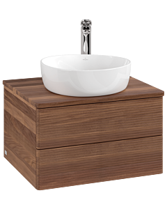 Villeroy und Boch Antao Waschtisch-Unterschrank K18152HM 60x36x50cm, Hahnloch, Waschbeckenplattenfarbe warm walnut, warm walnut