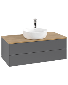 Villeroy &amp; Boch Antao vanity unit K20051GK 100x36x50cm, tap hole, washbasin top color honey oak, anthracite matt lacquer