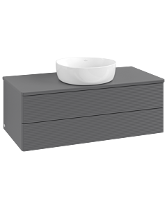 Villeroy und Boch Antao Waschtisch-Unterschrank K20150GK 100x36x50cm, Hahnloch, Waschbeckenplattenfarbe Lack, anthracite matt lacquer